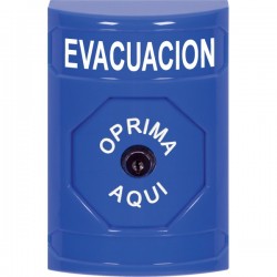 SS2400EV-ES STI Blue No Cover Key-to-Reset Stopper Station with EVACUATION Label Spanish