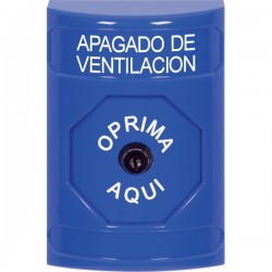 SS2400HV-ES STI Blue No Cover Key-to-Reset Stopper Station with HVAC SHUT DOWN Label Spanish