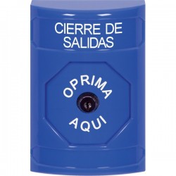 SS2400LD-ES STI Blue No Cover Key-to-Reset Stopper Station with LOCKDOWN Label Spanish