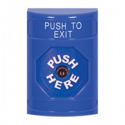 SS2400PX-EN STI Blue No Cover Key-to-Reset Stopper Station with PUSH TO EXIT Label English