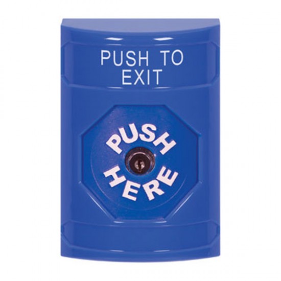 SS2400PX-EN STI Blue No Cover Key-to-Reset Stopper Station with PUSH TO EXIT Label English
