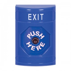 SS2400XT-EN STI Blue No Cover Key-to-Reset Stopper Station with EXIT Label English