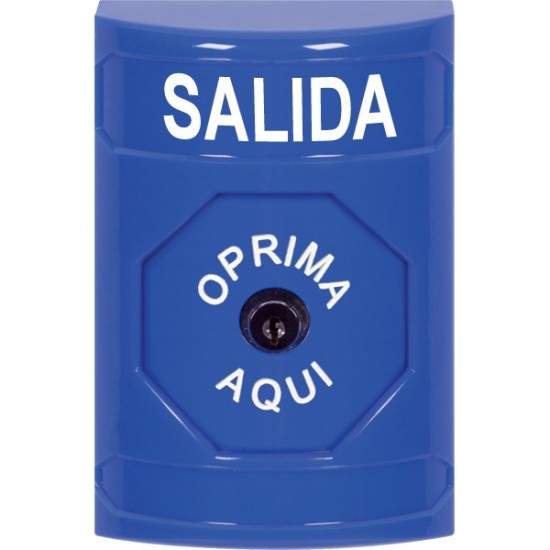 SS2400XT-ES STI Blue No Cover Key-to-Reset Stopper Station with EXIT Label Spanish