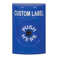 SS2400ZA-EN STI Blue No Cover Key-to-Reset Stopper Station with Non-Returnable Custom Text Label English