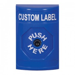 SS2400ZA-EN STI Blue No Cover Key-to-Reset Stopper Station with Non-Returnable Custom Text Label English