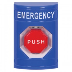 SS2401EM-EN STI Blue No Cover Turn-to-Reset Stopper Station with EMERGENCY Label English SS2401EM-EN STI Blue No Cover Turn-to-Reset Stopper Station with EMERGENCY Label English