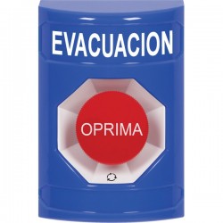 SS2401EV-ES STI Blue No Cover Turn-to-Reset Stopper Station with EVACUATION Label Spanish