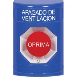 SS2401HV-ES STI Blue No Cover Turn-to-Reset Stopper Station with HVAC SHUT DOWN Label Spanish