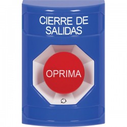 SS2401LD-ES STI Blue No Cover Turn-to-Reset Stopper Station with LOCKDOWN Label Spanish