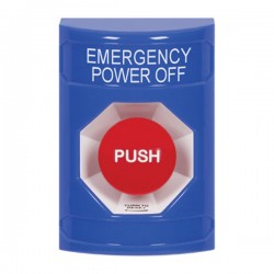 SS2401PO-EN STI Blue No Cover Turn-to-Reset Stopper Station with EMERGENCY POWER OFF Label English