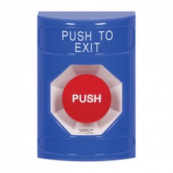 SS2401PX-EN STI Blue No Cover Turn-to-Reset Stopper Station with PUSH TO EXIT Label English