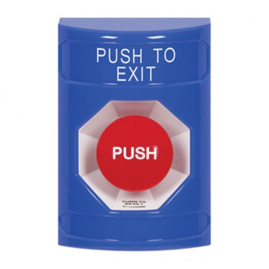 SS2401PX-EN STI Blue No Cover Turn-to-Reset Stopper Station with PUSH TO EXIT Label English