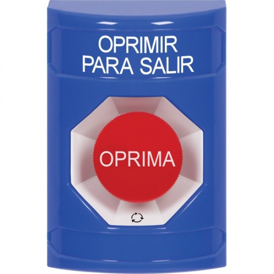 SS2401PX-ES STI Blue No Cover Turn-to-Reset Stopper Station with PUSH TO EXIT Label Spanish