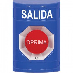 SS2401XT-ES STI Blue No Cover Turn-to-Reset Stopper Station with EXIT Label Spanish