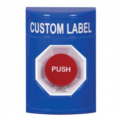 SS2401ZA-EN STI Blue No Cover Turn-to-Reset Stopper Station with Non-Returnable Custom Text Label English