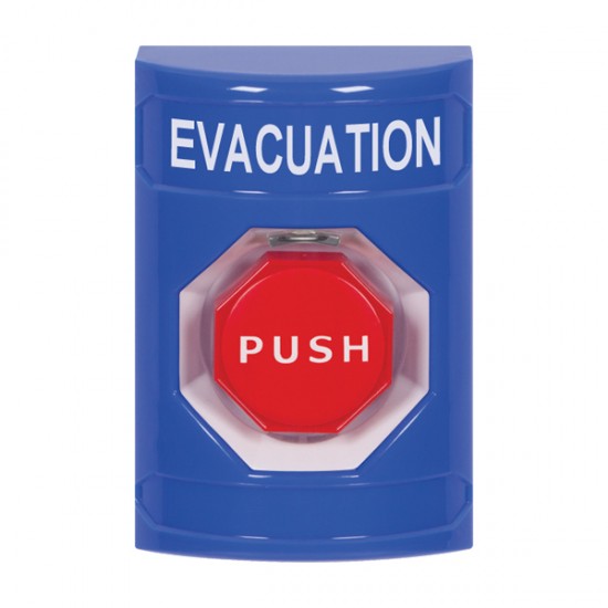 SS2402EV-EN STI Blue No Cover Key-to-Reset (Illuminated) Stopper Station with EVACUATION Label English