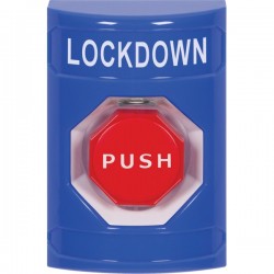 SS2402LD-EN STI Blue No Cover Key-to-Reset (Illuminated) Stopper Station with LOCKDOWN Label English