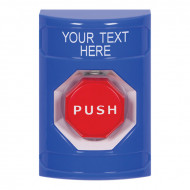 SS2402ZA-EN STI Blue No Cover Key-to-Reset (Illuminated) Stopper Station with Non-Returnable Custom Text Label English