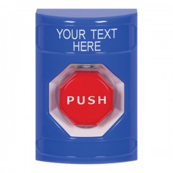 SS2402ZA-EN STI Blue No Cover Key-to-Reset (Illuminated) Stopper Station with Non-Returnable Custom Text Label English