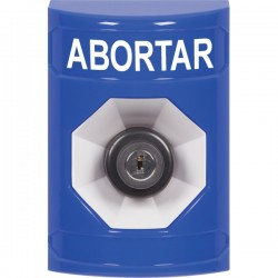 SS2403AB-ES STI Blue No Cover Key-to-Activate Stopper Station with ABORT Label Spanish