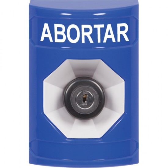 SS2403AB-ES STI Blue No Cover Key-to-Activate Stopper Station with ABORT Label Spanish