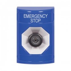 SS2403ES-EN STI Blue No Cover Key-to-Activate Stopper Station with EMERGENCY STOP Label English