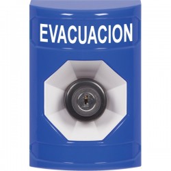 SS2403EV-ES STI Blue No Cover Key-to-Activate Stopper Station with EVACUATION Label Spanish