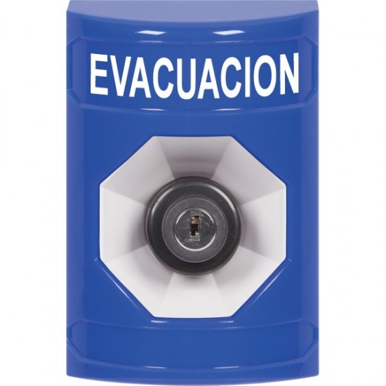 SS2403EV-ES STI Blue No Cover Key-to-Activate Stopper Station with EVACUATION Label Spanish
