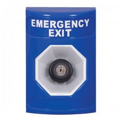 SS2403EX-EN STI Blue No Cover Key-to-Activate Stopper Station with EMERGENCY EXIT Label English