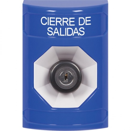 SS2403LD-ES STI Blue No Cover Key-to-Activate Stopper Station with LOCKDOWN Label Spanish