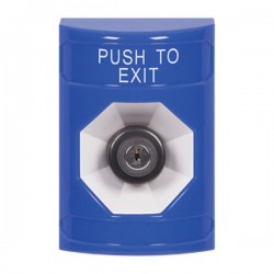 SS2403PX-EN STI Blue No Cover Key-to-Activate Stopper Station with PUSH TO EXIT Label English