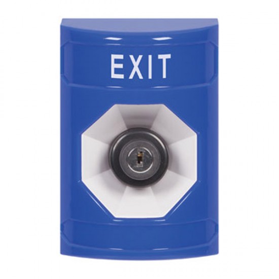 SS2403XT-EN STI Blue No Cover Key-to-Activate Stopper Station with EXIT Label English