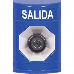 SS2403XT-ES STI Blue No Cover Key-to-Activate Stopper Station with EXIT Label Spanish
