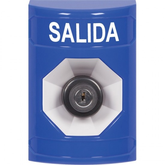 SS2403XT-ES STI Blue No Cover Key-to-Activate Stopper Station with EXIT Label Spanish