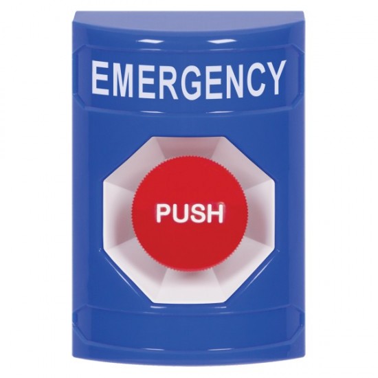 SS2404EM-EN STI Blue No Cover Momentary Stopper Station with EMERGENCY Label English