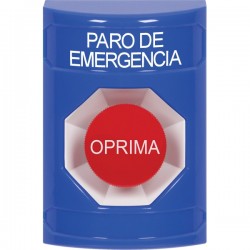 SS2404ES-ES STI Blue No Cover Momentary Stopper Station with EMERGENCY STOP Label Spanish