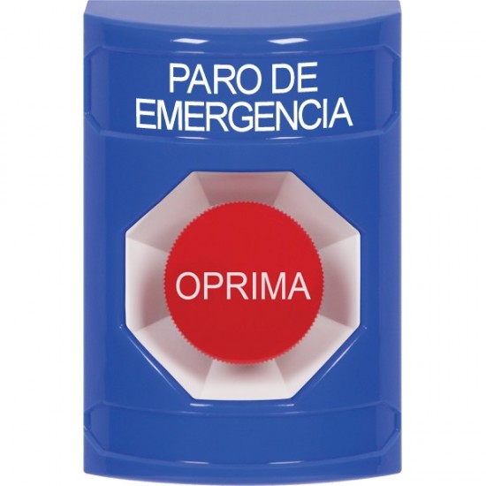 SS2404ES-ES STI Blue No Cover Momentary Stopper Station with EMERGENCY STOP Label Spanish