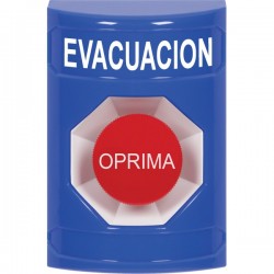 SS2404EV-ES STI Blue No Cover Momentary Stopper Station with EVACUATION Label Spanish
