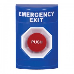 SS2404EX-EN STI Blue No Cover Momentary Stopper Station with EMERGENCY EXIT Label English