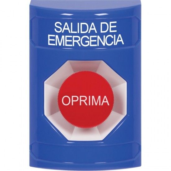 SS2404EX-ES STI Blue No Cover Momentary Stopper Station with EMERGENCY EXIT Label Spanish