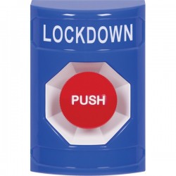 SS2404LD-EN STI Blue No Cover Momentary Stopper Station with LOCKDOWN Label English