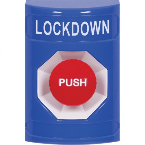 SS2404LD-EN STI Blue No Cover Momentary Stopper Station with LOCKDOWN Label English