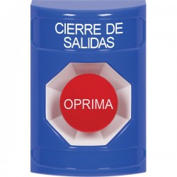 SS2404LD-ES STI Blue No Cover Momentary Stopper Station with LOCKDOWN Label Spanish