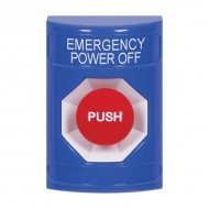 SS2404PO-EN STI Blue No Cover Momentary Stopper Station with EMERGENCY POWER OFF Label English