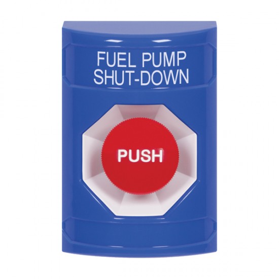SS2404PS-EN STI Blue No Cover Momentary Stopper Station with FUEL PUMP SHUT DOWN Label English