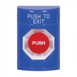 SS2404PX-EN STI Blue No Cover Momentary Stopper Station with PUSH TO EXIT Label English