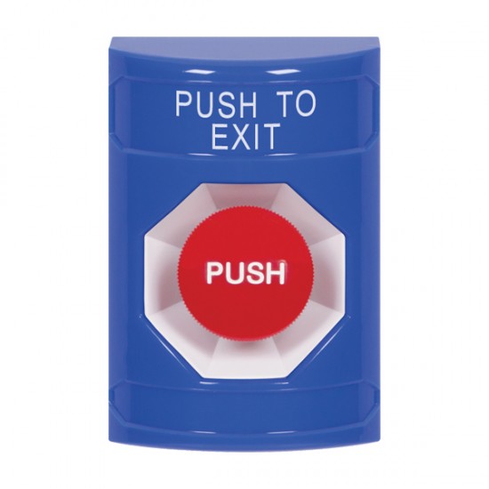 SS2404PX-EN STI Blue No Cover Momentary Stopper Station with PUSH TO EXIT Label English