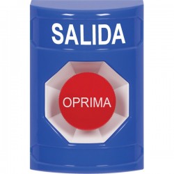 SS2404XT-ES STI Blue No Cover Momentary Stopper Station with EXIT Label Spanish