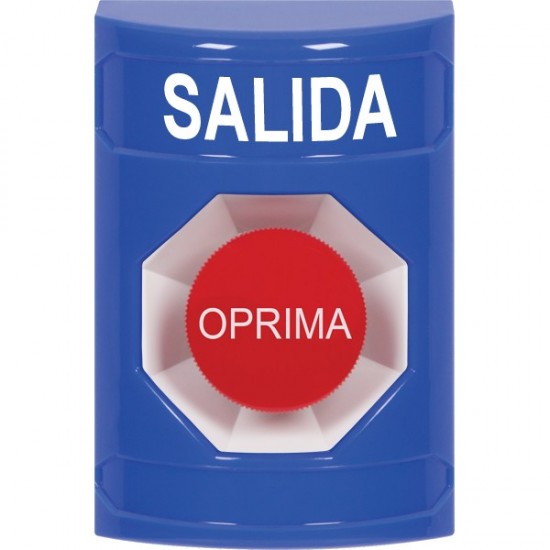 SS2404XT-ES STI Blue No Cover Momentary Stopper Station with EXIT Label Spanish