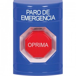 SS2405ES-ES STI Blue No Cover Momentary (Illuminated) Stopper Station with EMERGENCY STOP Label Spanish